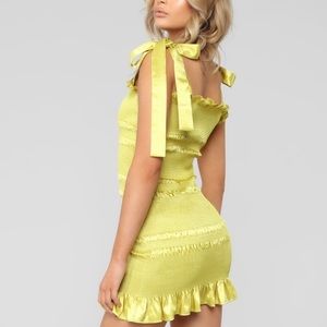 Smocked Satin Mini Dress